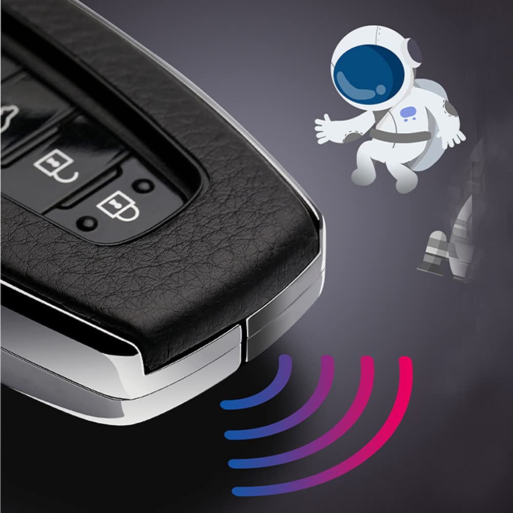 Ontto Custodia Chiave Auto In Lega Di Zinco E Pelle - Adatta Per Toyota (RAV4, Corolla, Yaris, C-HR, GT86, Prius, Ecc.) - Colore Nero