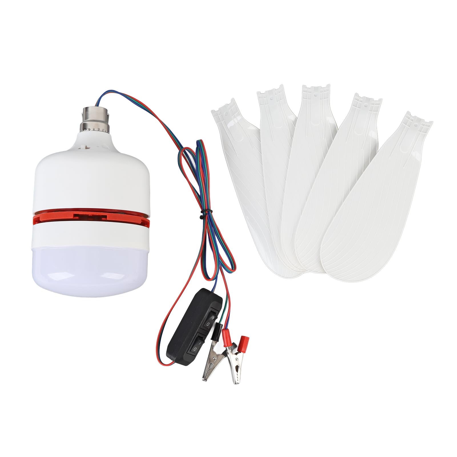 Tragbarer Deckenventilator, LED-Licht und abnehmbare Klingen, 16,5-Zoll-Lüfter, 12-V-DC für Camping, Outdoor und Reisen