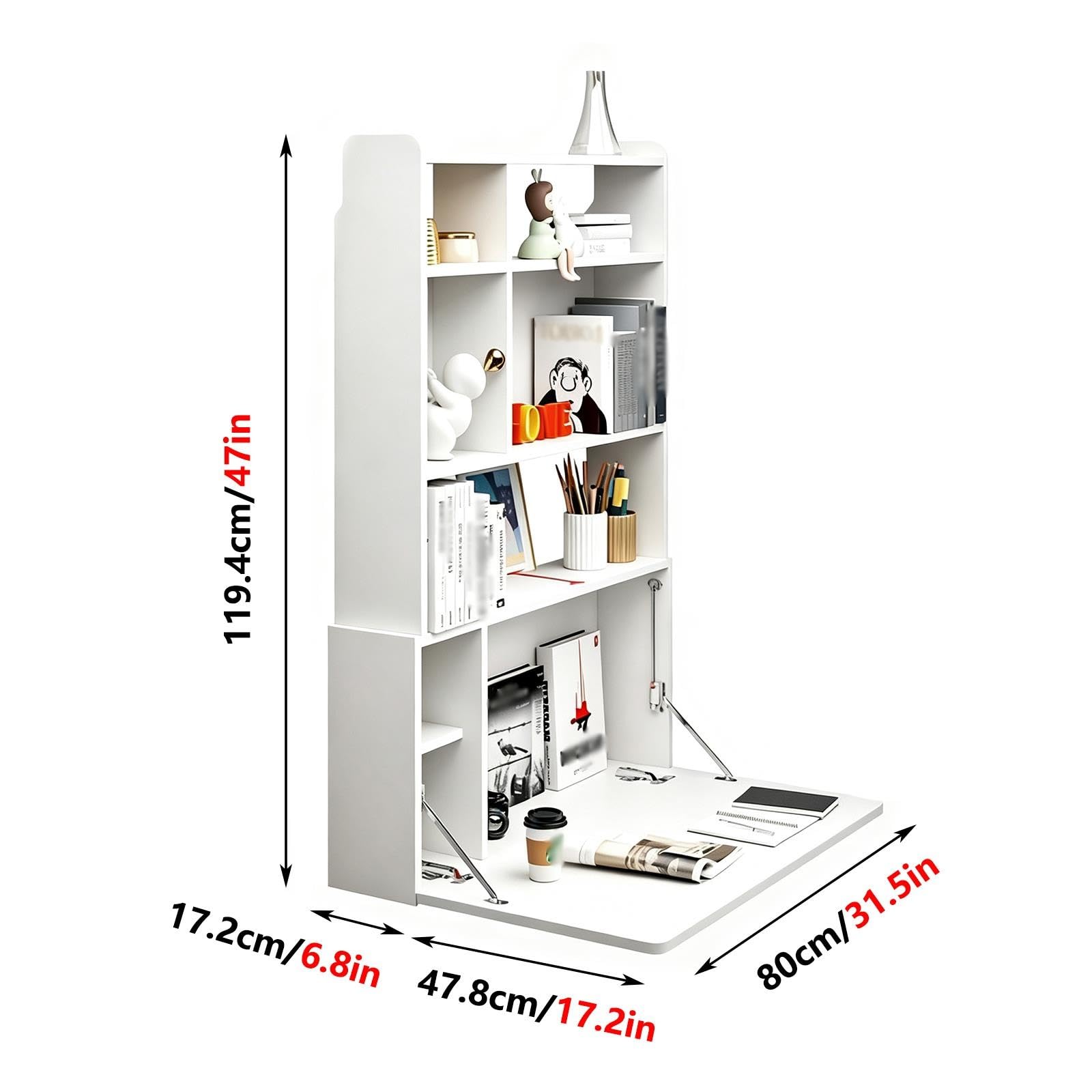 Wandmontierbarer Faltbarer Schreibtisch mit Magnetischer Tafel