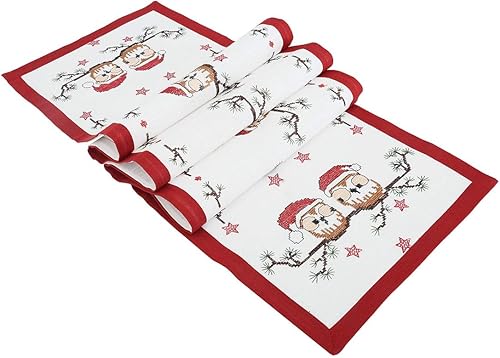 Miniatura 3 de Simhomsen Caminos de mesa navideños, decoración de búho de Navidad, costuras cruzadas (14 x 69 pulgadas)