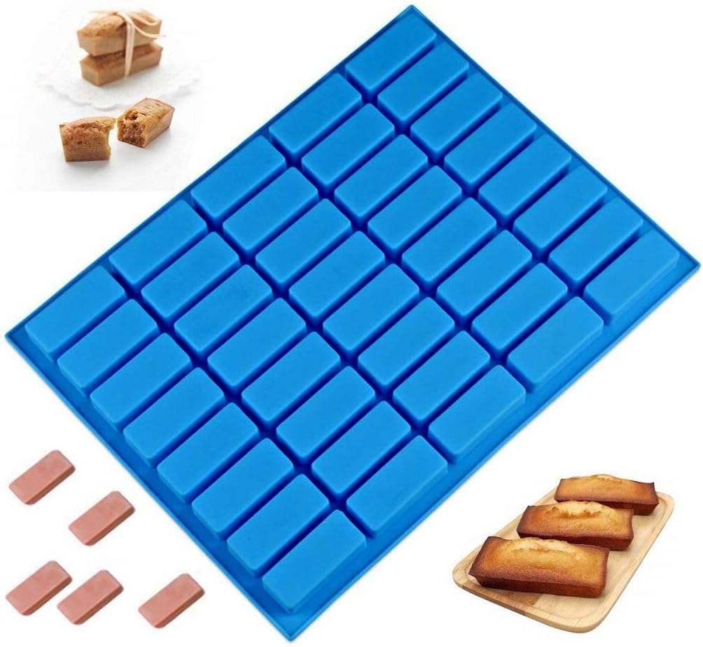 Mity rain 40 Cavities Rectangle Silicone Mold - Caramel Candy Trays Molds for Chocolate Truffles, Ganache, Jelly, Praline, Ice Cube Tray, Gummy(Blue)