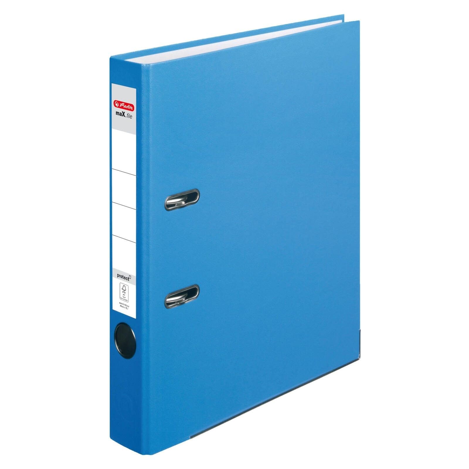 Herlitz maX.File Protect Folder A4 5 cm with Insert Spine Label Aqua Blue