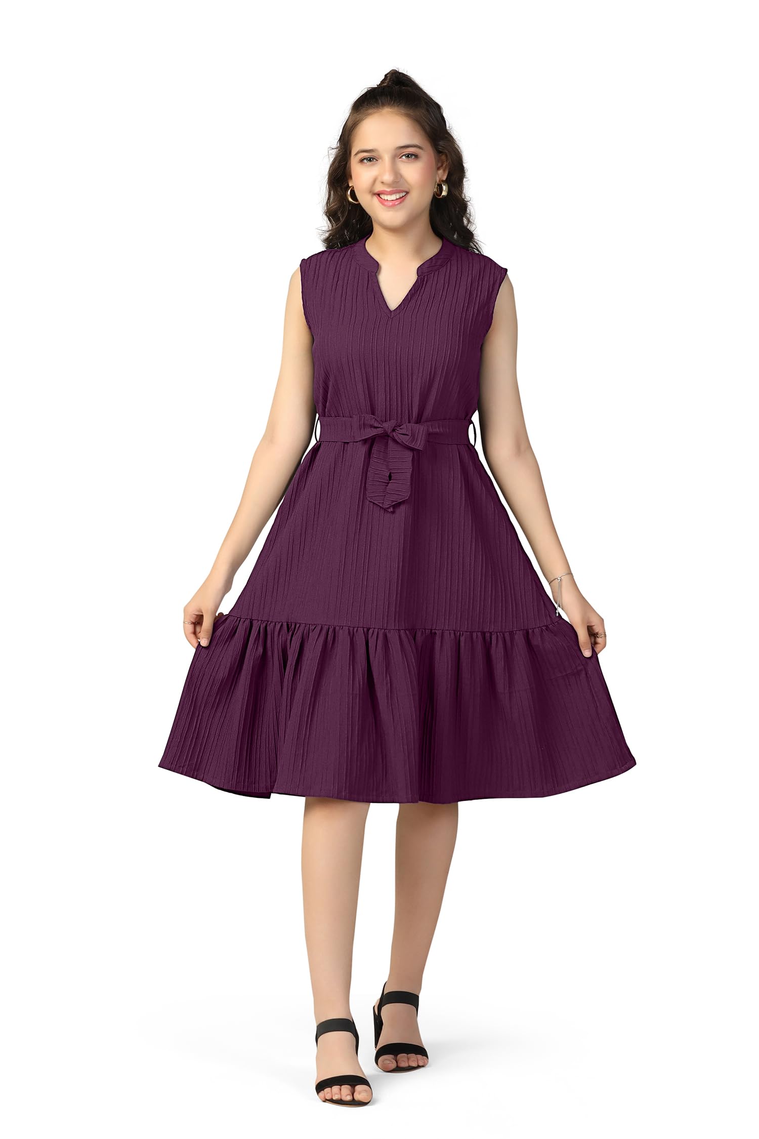 Fashion Dream Girls Solid Knee Length Dress|Girl Dress|Kids Dress|Modern Dress for Girls|Girls Clothing|Frocks for Girls |Western Dresses for Kids