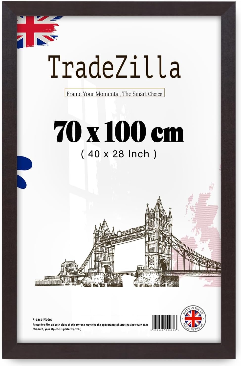 TradeZilla 70x100 cm Wooden Look Poster Frame | MDF Wall Frame for Art, Prints & Home Décor | Elegant, Lightweight & Sturdy - (Mahogany)