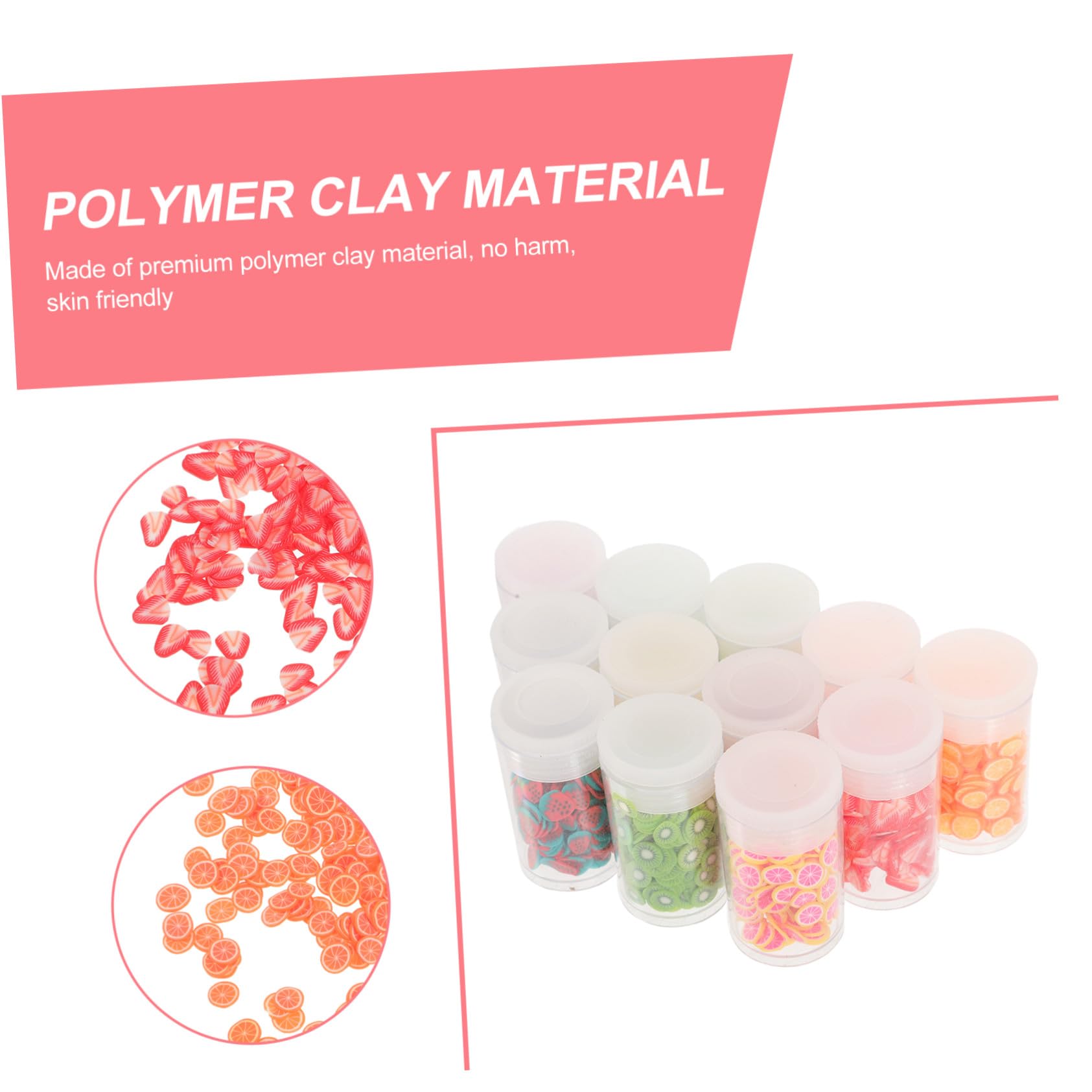 Veemoon Tranches d'Argile Polymère 12 Boîtes Fruits Colorés Accessoires DIY Breloques