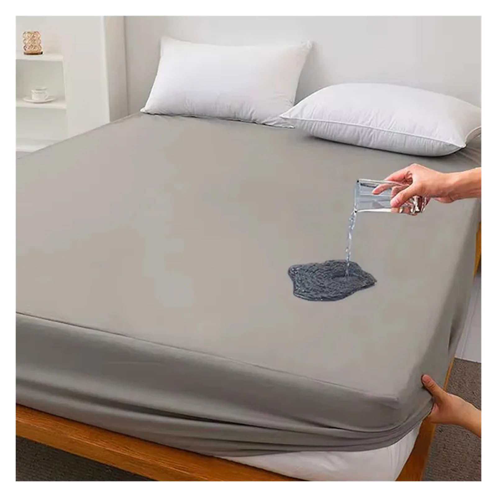 Funda de colchón Impermeable, Transpirable, Lavable, sábana Bajera Ajustable for Cama Doble para Cama(Color5,150x200x25cm)