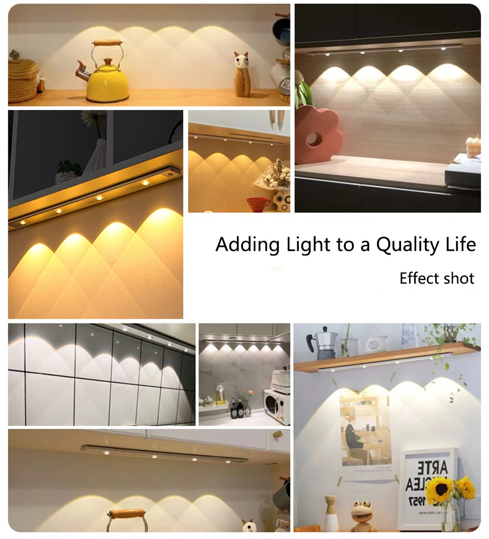 Barra Luminosa a LED sottopensile, Lampada da Parete a LED dimmerabile Ricaricabile Senza Fili da 40 cm con sensore di Movimento, Barra Luminosa a LED sottopensile