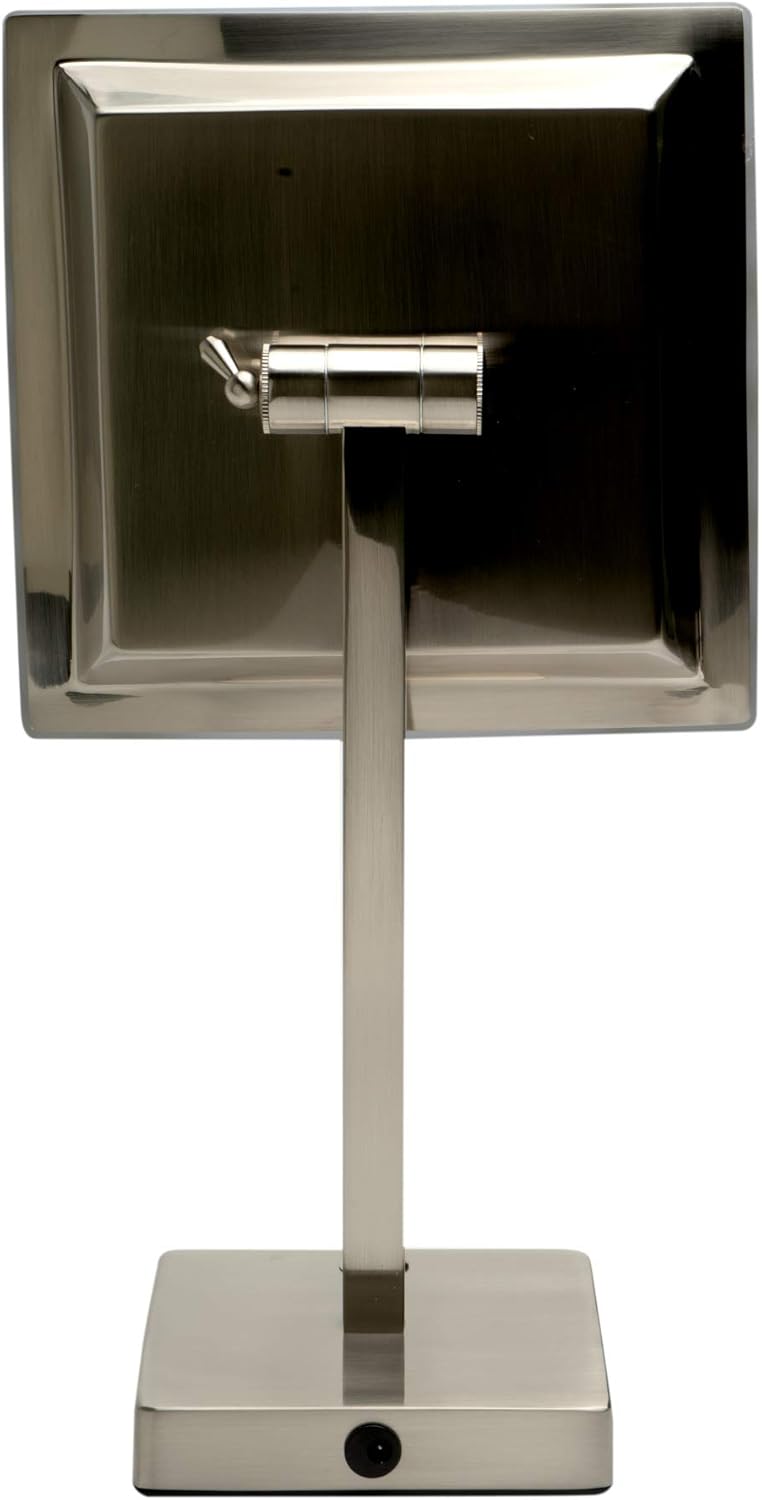 ALFI brand ABM8FLED-BN Brushed Nickel Tabletop Square 8" 5x Magnifying Cosmetic Mirror with Light