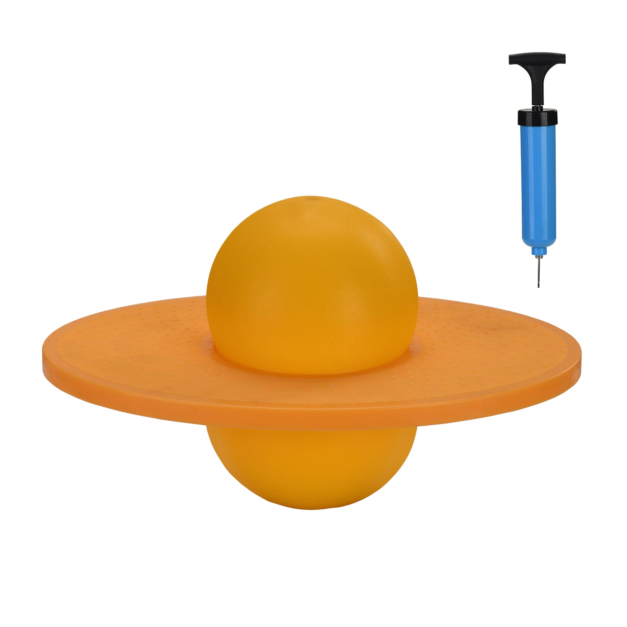 Relaxdays Pogo Ball for Children, Outdoor Bouncing Toy with Base, Up to 100 kg, 25x39x28 cm, Yellow