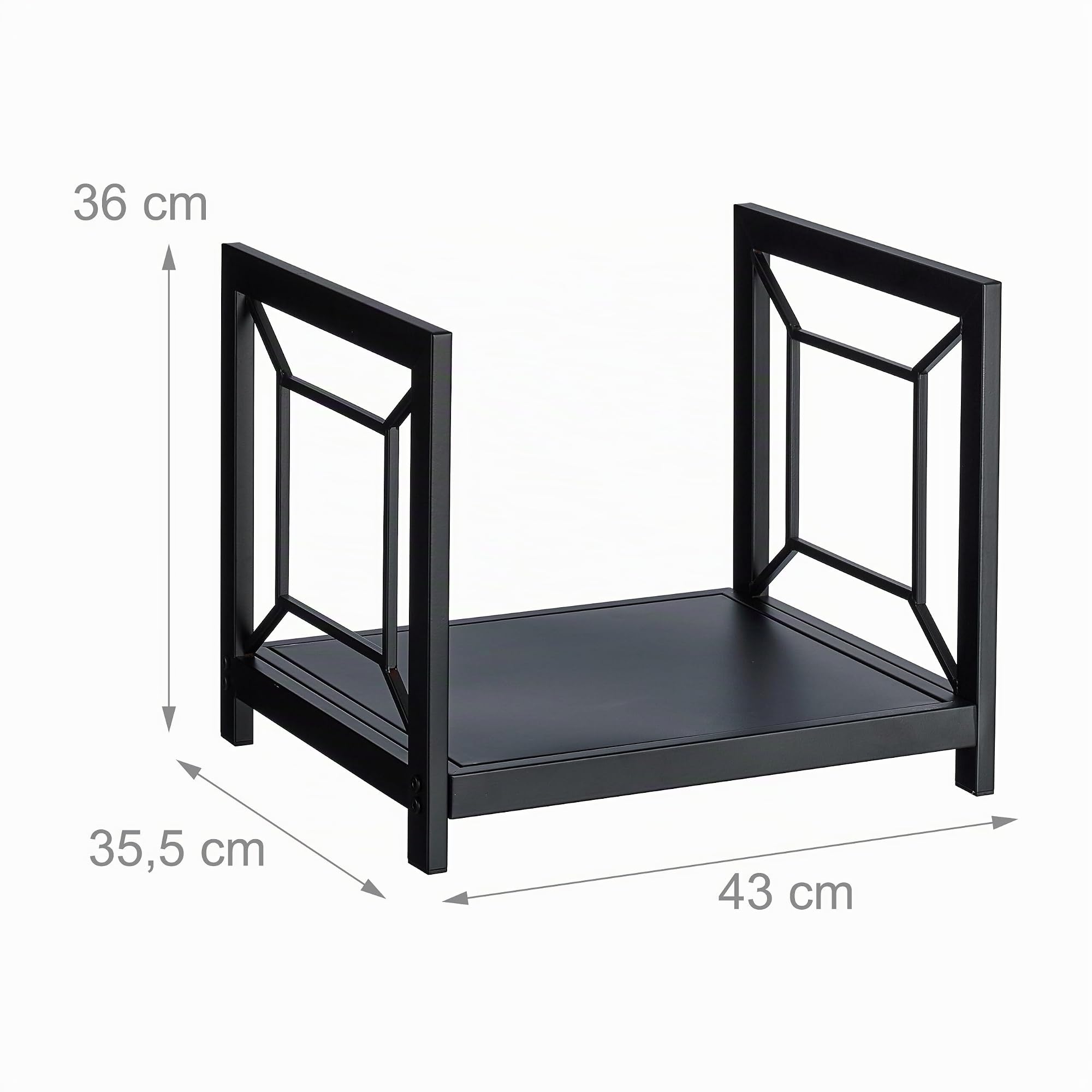 Relaxdays, porte-bûches en métal, design moderne, dimensions : 36 x 43 x 35,5 cm, rangement bois, couleur noire.