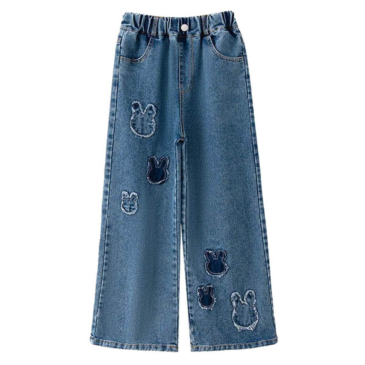 Jeans décontracté ample pour filles de 5 à 15 ans style streetwear - 8