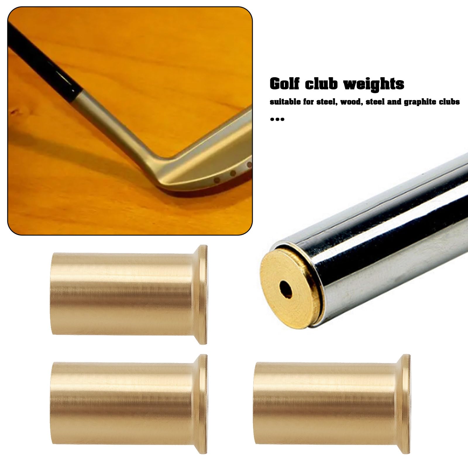 Lot de 5 Poids de Tête de Club de Golf en Laiton Pointes de Tige Accessoires de Tête de Poids Adaptés Aux Tiges en Acier Bois Acier Et Fer (4 G)