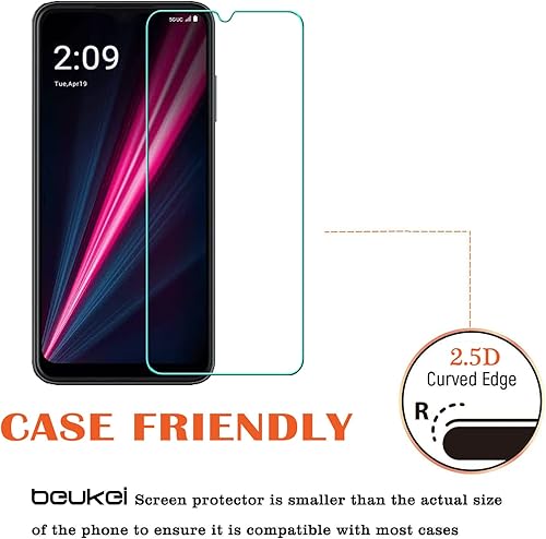 Miniatura 4 de (3 unidades) (6.82 pulgadas) Compatible con T-Mobile Revvl 6 Pro 5G / Revvl 6x Pro 5G Protector de pantalla de vidrio templado, sensible al tacto,