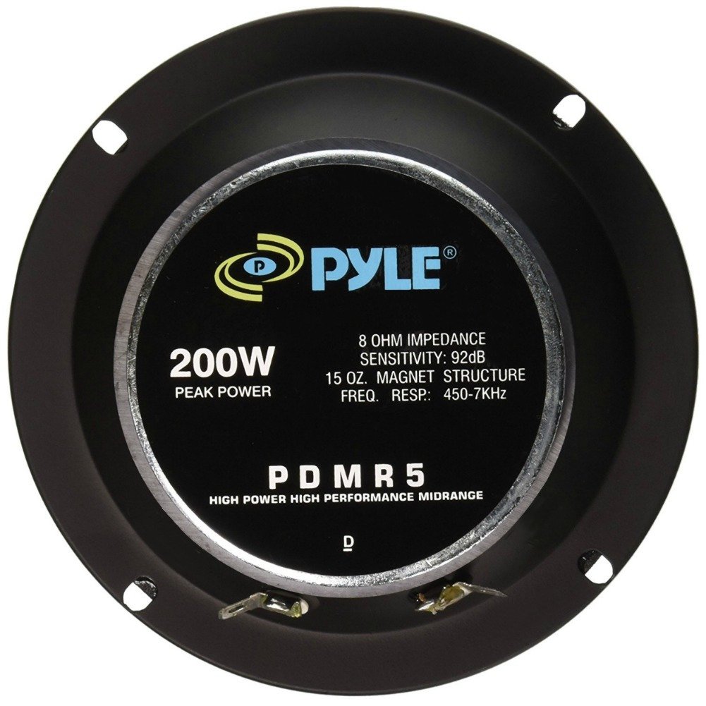 Pyle 1 MIDRANGE PDMR5 altoparlante diffusore da 13,00 cm 130 mm 5" da 100 watt rms e 200 watt max con impedenza 8 ohm per casa feste party, 1 pezzo