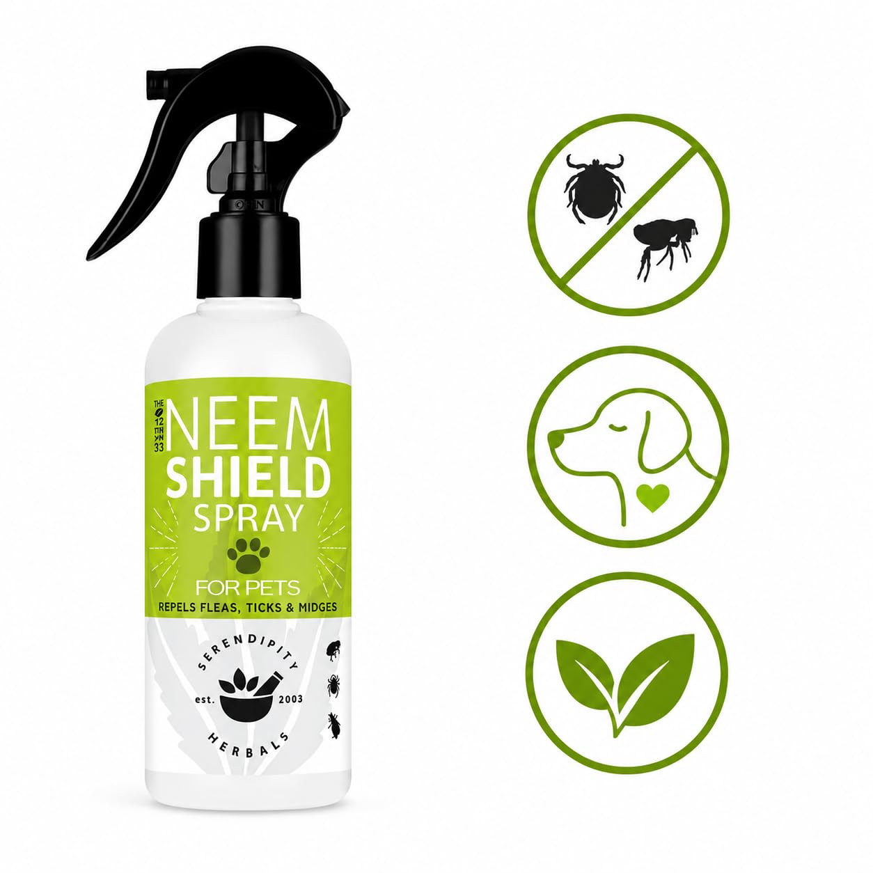 Neem Pet Shield Spray Répulsif Naturel Bio Anti Parasitaire pour Chien - Prévient Les Puces, Les Tiques et Les Poux