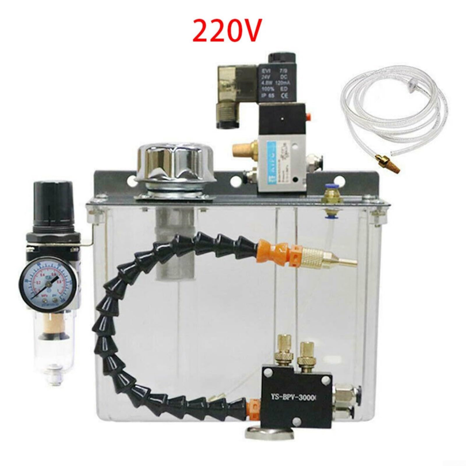 Sistema de pulverización de aceite de 3 litros, lubricante de refrigeración, bomba de pulverización lubricante ajustable para tornos CNC, fresadoras, máquinas de grabado, válvula magnética de 24 V/110