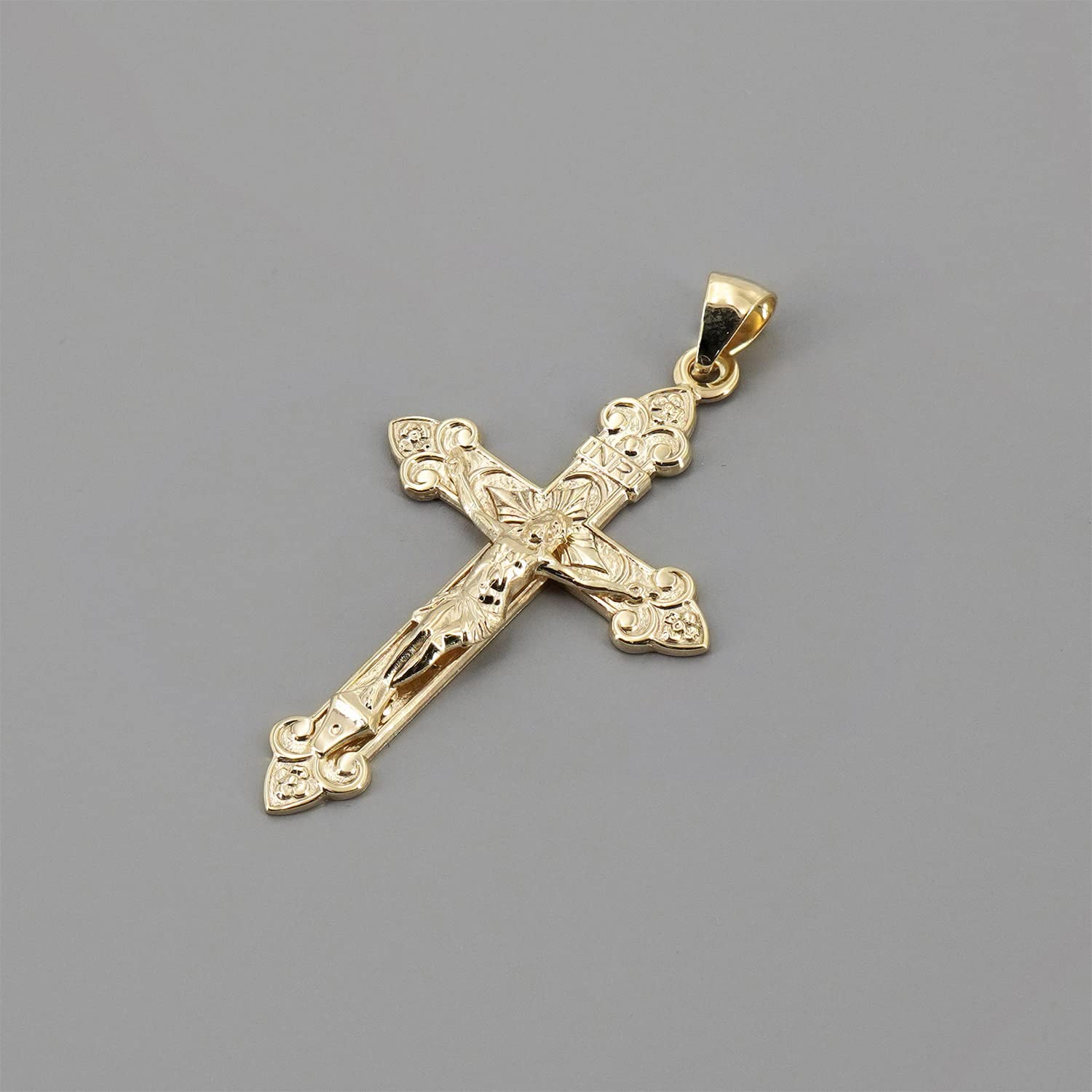 trendor Kreuz-Anhänger mit Korpus Gold 585 (14 Karat) 40 x 27 mm 51999 | zeitloser Halsschmuck für Herren, elegante Geschenkidee aus Echtgold,