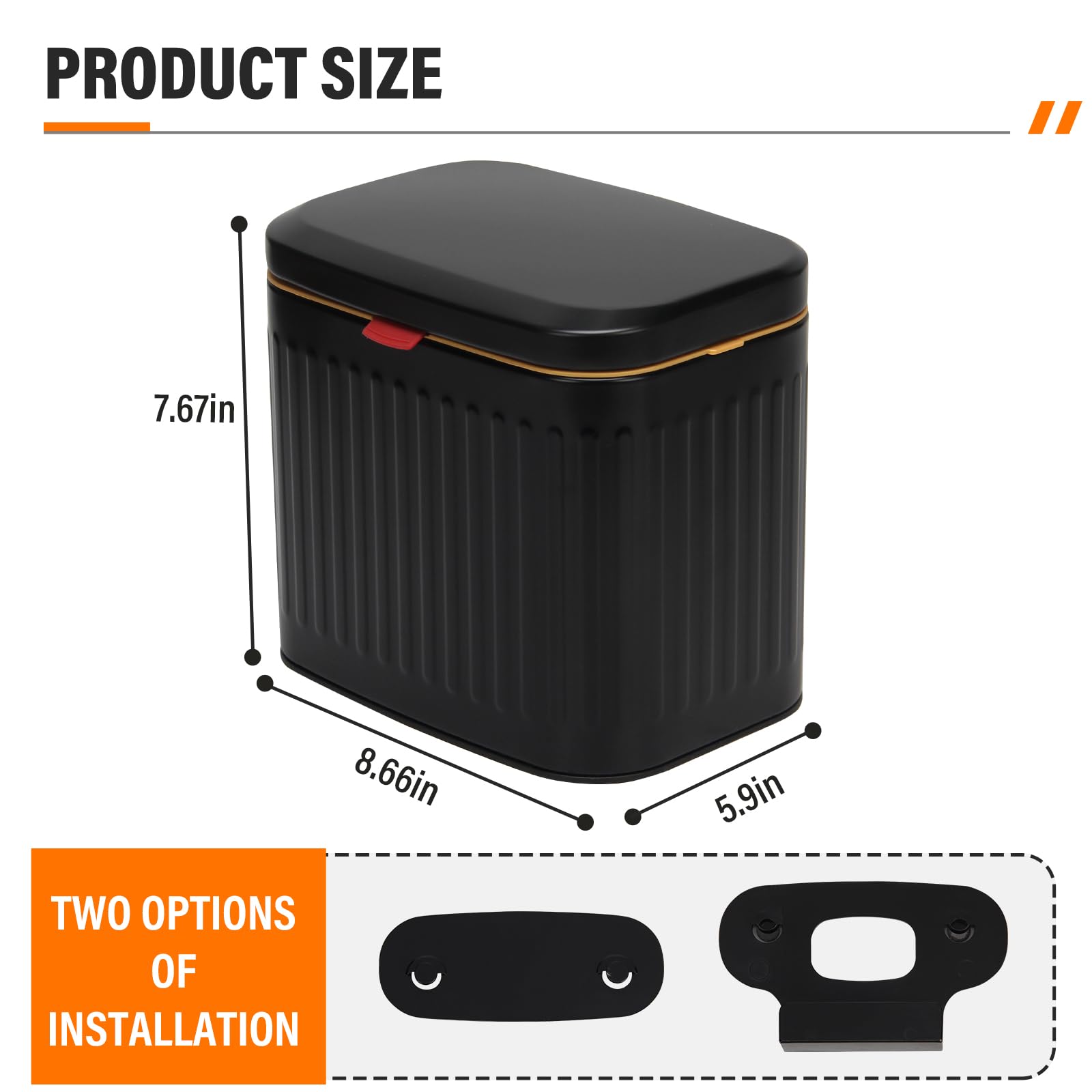 Komposteimer Küche mit Deckel, 3,5 l Edelstahl Mülleimer Komposteimer Arbeitsplatte Schrank Mülleimer Wandmontage unter Spüle Indoor für Küche, Bad, Büro, Camping (Schwarz)