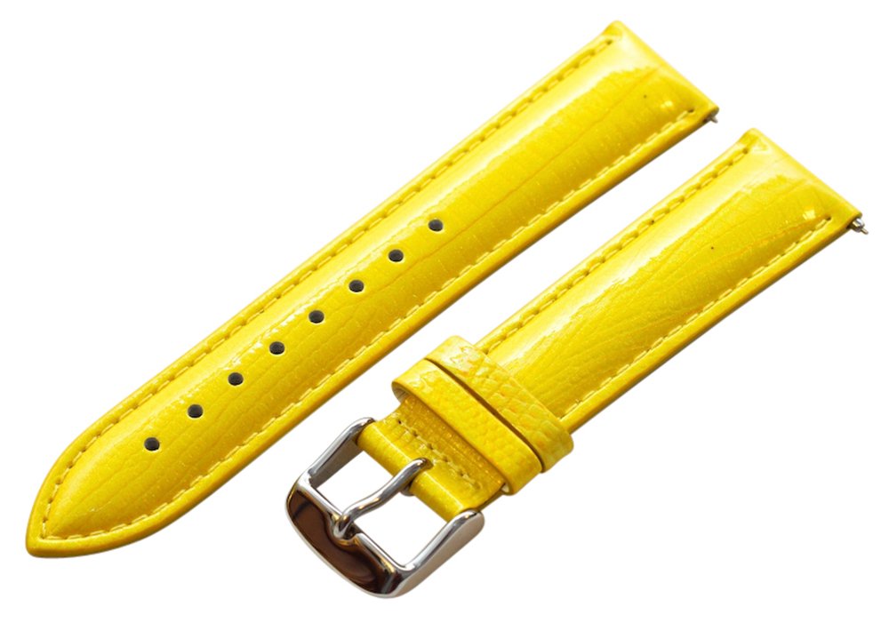 Clockwork Synergy - 2 Piece Ss Leather Lizard Grain Interchangeable Replacement Watch Band Strap 16mm - Yellow - Men Women