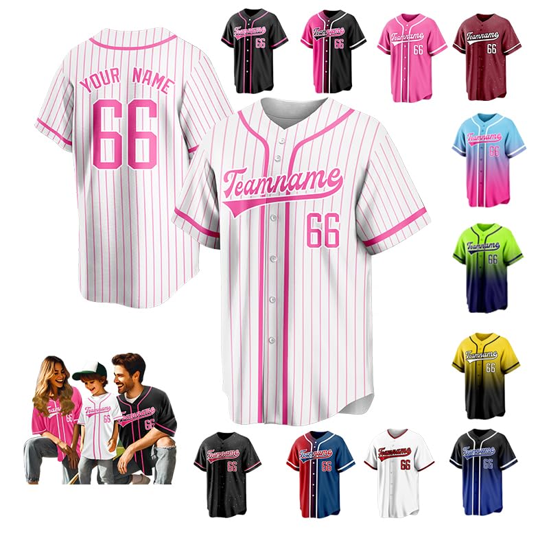Custom Baseball Jersey Stitched Printed Hipster Hip Hop Sports Shirts Personalized Team Name Number for Men Women Youth miniatura 1