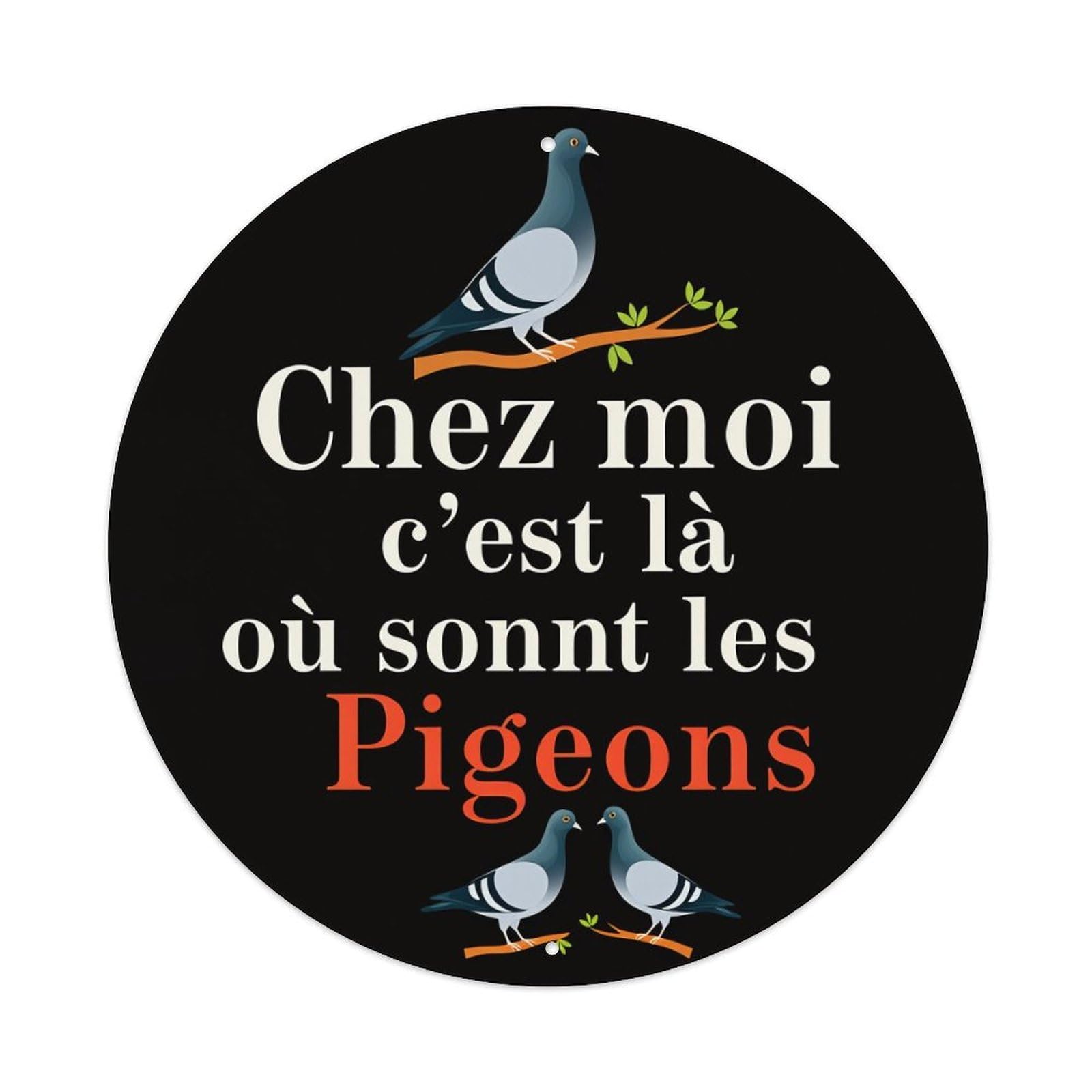 Pigeon On Branch With Text Round Tin Sign Vintage Style Metal Sign Home Bar Garden Wall Plaque Decor Metal Poster 8x8 Inch