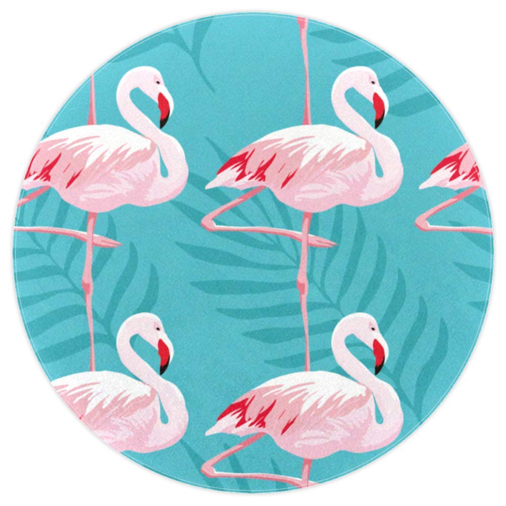 Tapis rond flamant rose en tissu polyester doux premium 160cm