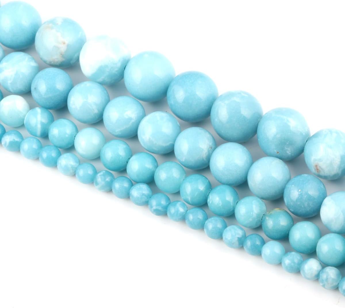Larimar Beads 8 mm Beads Natural Stone Round Loose Beads for Jewelry Making Beads for Br Beautiful Birthday Gift 1 Strand 15" (8 mm, Larimar)