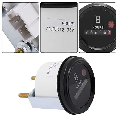 Medidor de horas, medidor de horas de cuarzo redondo preciso de 6 dígitos, 12-36 V CC CA, medidor de hora para barco, coche, camión, ATV, motos de