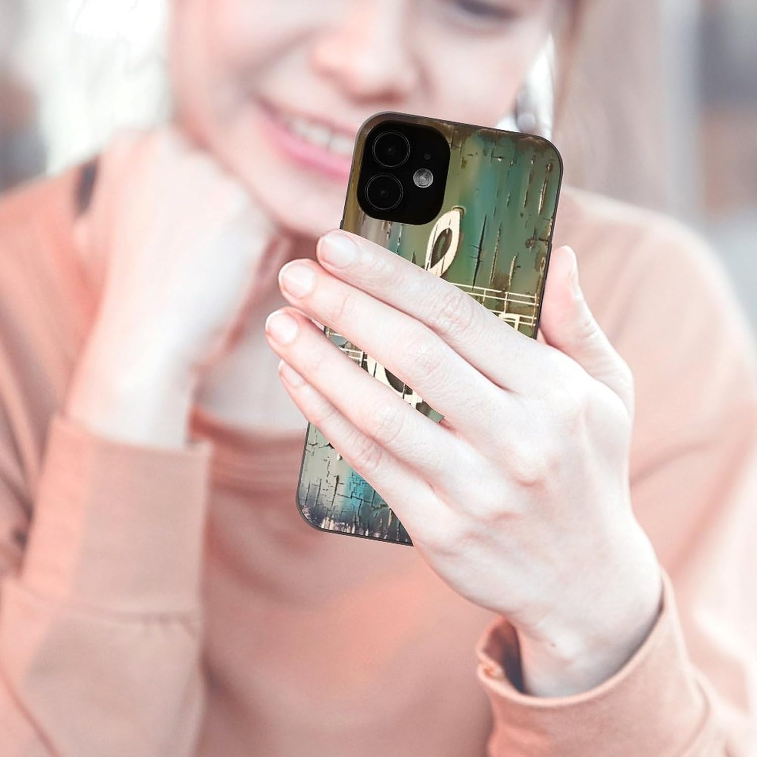 Music Note Print Phone Case for iPhone 12 Mini Caese TPU Shockproof Cell Cover with Supports Wireless Charging, Anti Yellowing, Black image 4