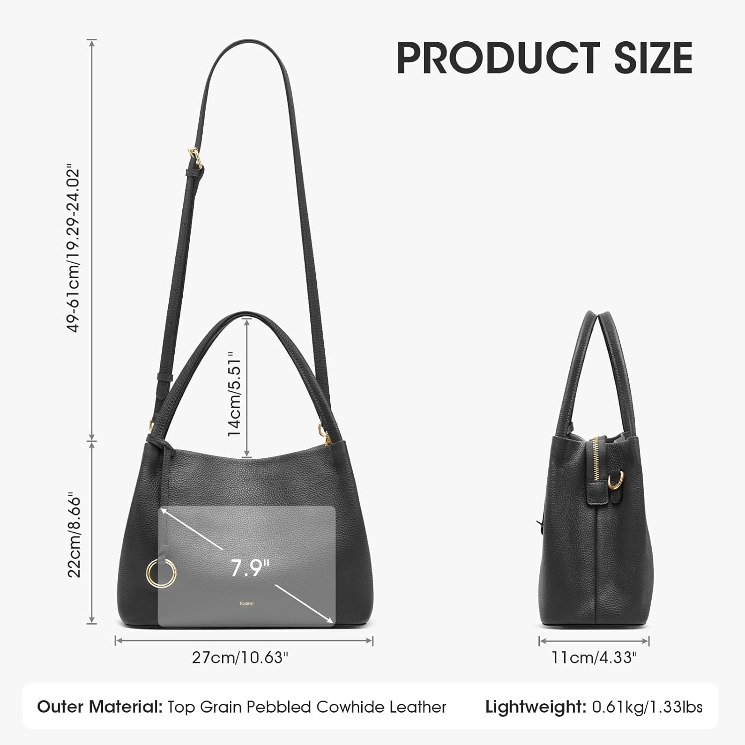 Kattee Leather Purses for Women,Small Crossbody Bags for Women Trendy,Top Handle Handbags Satchel Bag with Adjustable Strap - Image 3