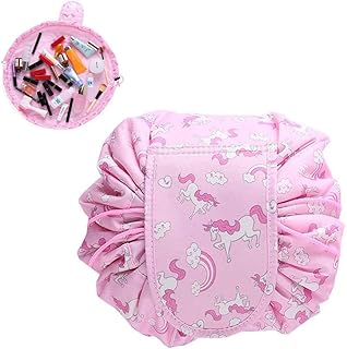 Trousse portatile con coulisse esterna, impermeabile, confezione rapida con cerniera, grande capacità da viaggio, trousse da toeletta, organizer per donne e ragazze rosa Dujiaoshou