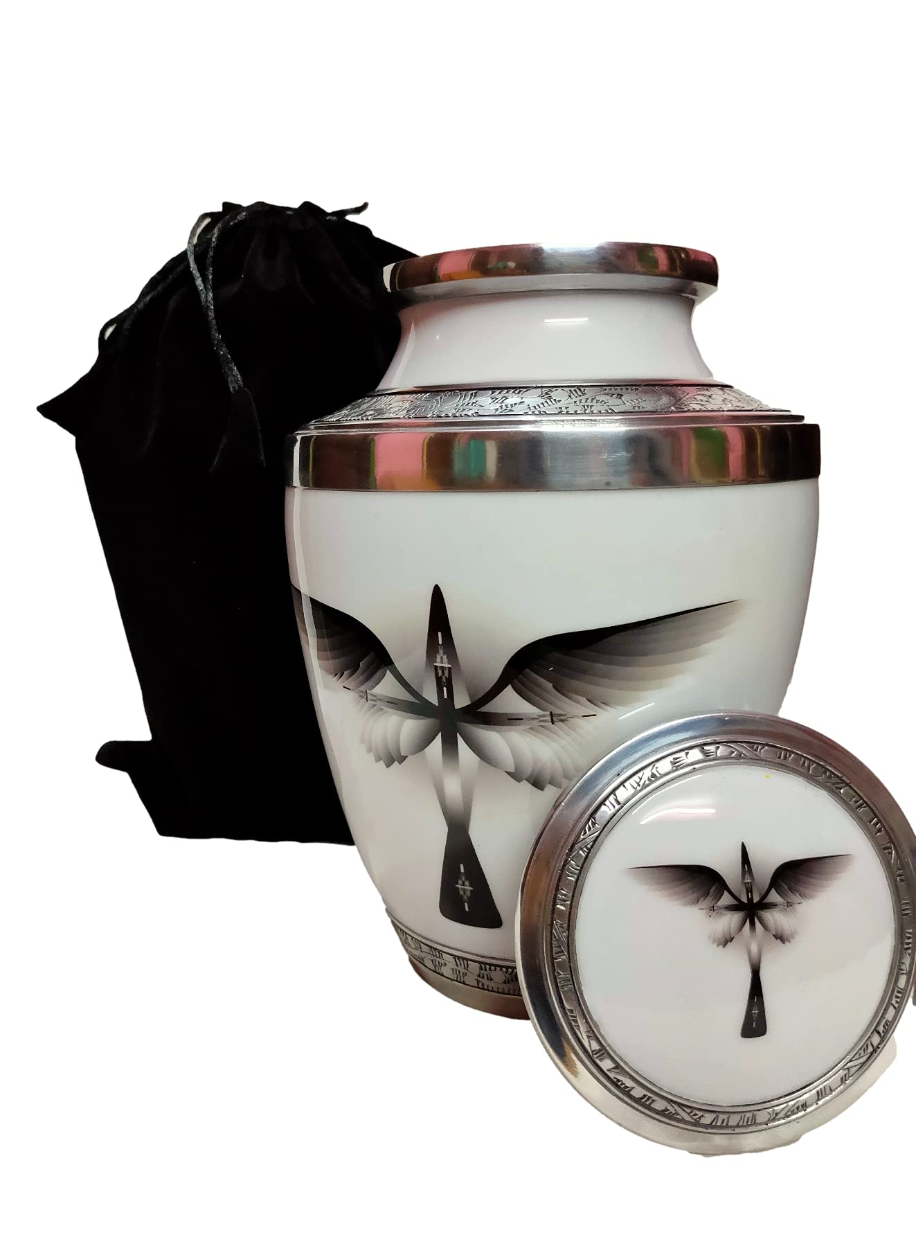 Blessings Decor Metal Cremation Urns for Human Ashes Adult for Funeral, Burial, Home, Cremation Urns for Human Ashes (White)