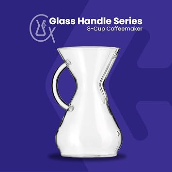 حزمة Chemex - سلسلة مقبض زجاجي 8 أكواب - فلاتر مربعة 100 قيراط - تغليف حصري