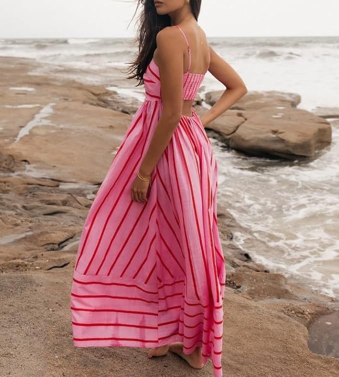 Robe de plage à bretelles spaghetti et dos nu - Le look bohème fluide chic