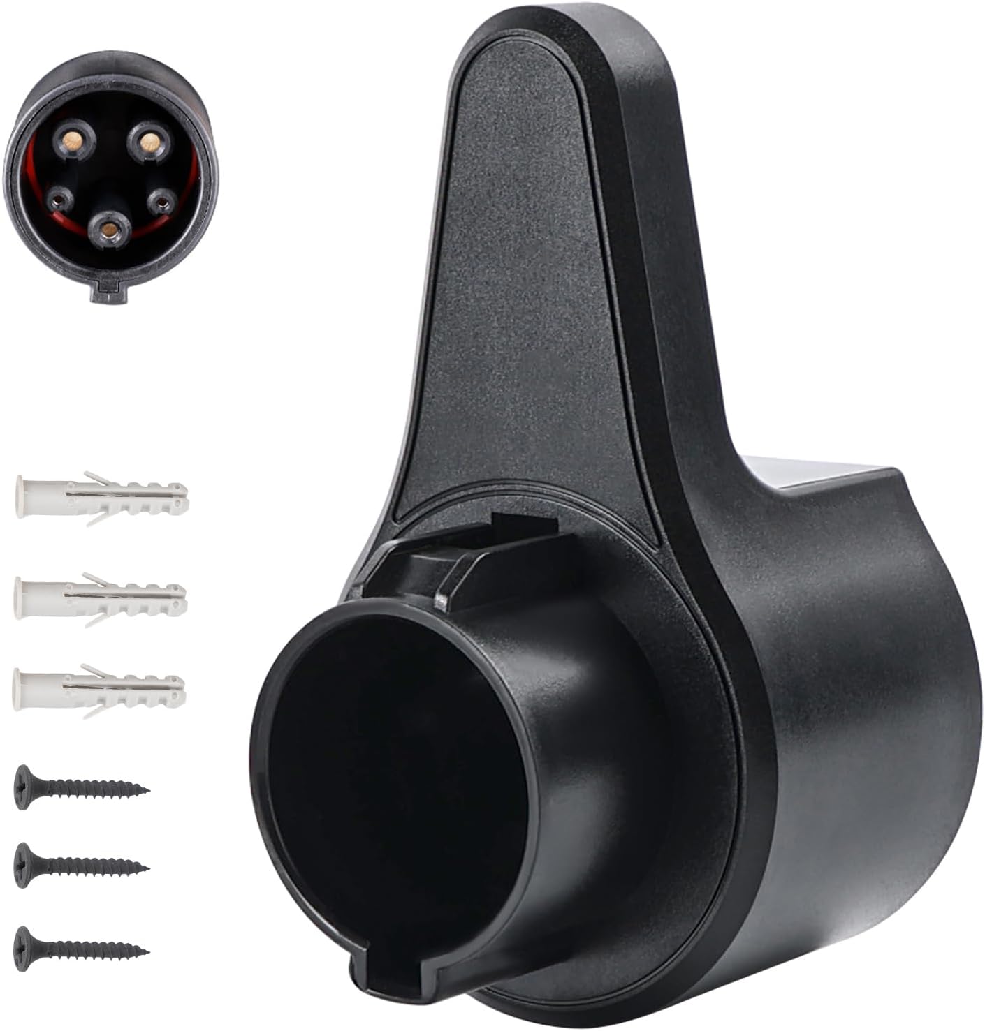 EV Charger Holder Wall Mount for J1772 Plug, Electronic Vehicle Charger Nozzle Holster Dock Cable Hanger, EV Charging Cable Organizer with Screws for SAE J1772 Connector