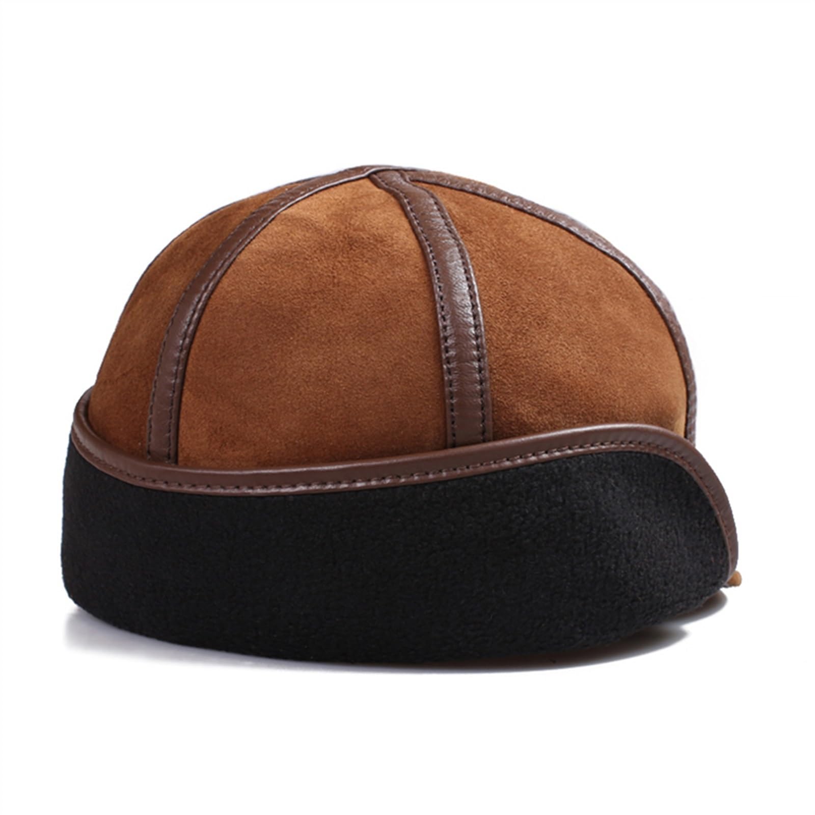 Cappello Bomber da Uomo Invernale Caldo con Protezione for Le Orecchie da Uomo in Vera Pelle di Pelliccia Sintetica all'Interno di Berretti da Neve in Pelle di Pecora Marrone(L(55cm56cm))