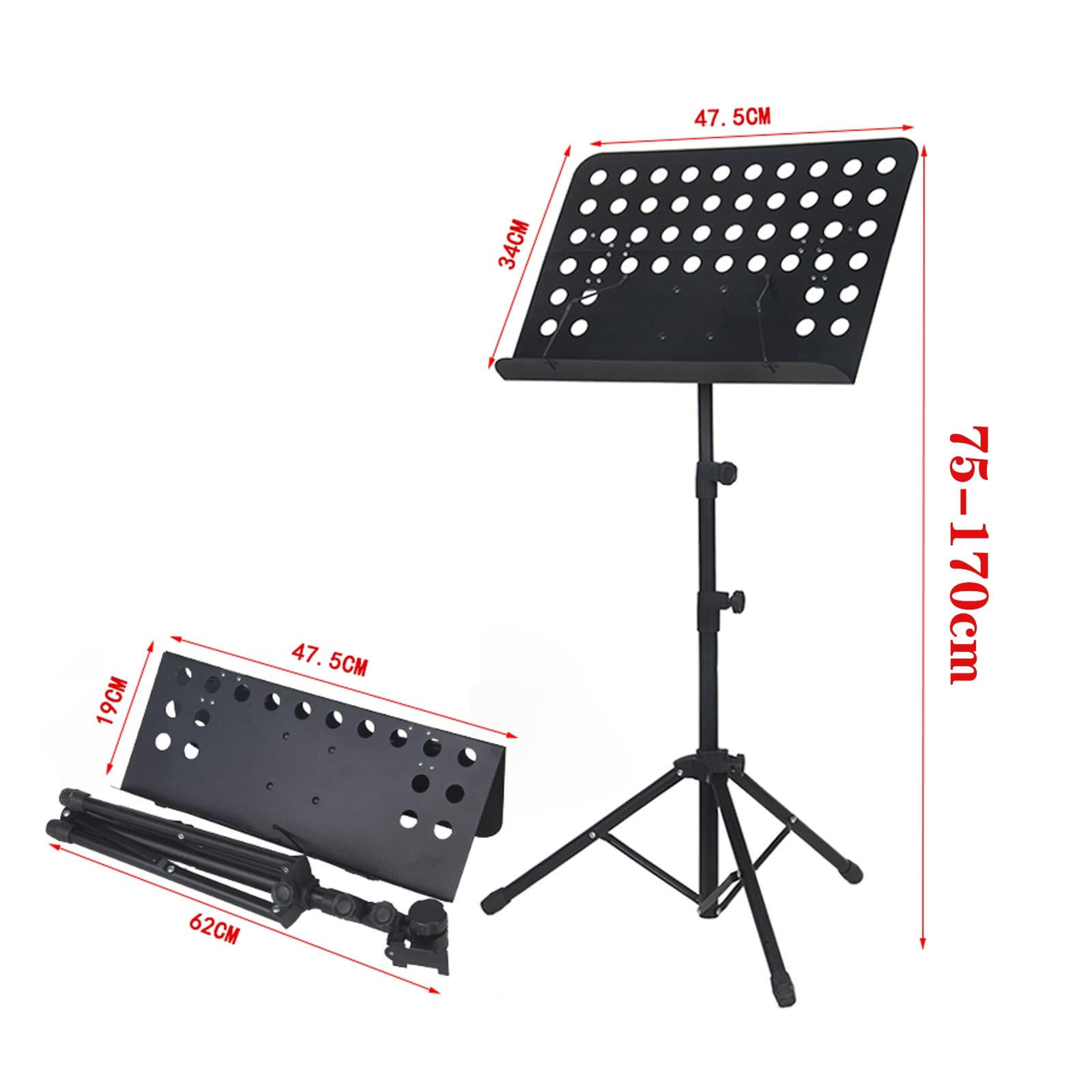 HJXGQJM Leggio for Spartiti in Metallo, Pieghevole Regolabile Spartiti Stare, Leggio for Orchestra, for Libri, Documenti, Pianoforte, Chitarra, Ukulele, Nero Leggio per spartiti