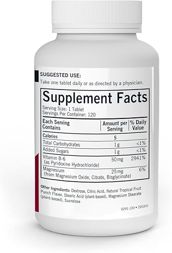 Miniatura 2 de Kirkman - Vitamina B6 con Magnesio - 120 Tabletas - Potente suplemento de vitamina B6 y magnesio - Oblea masticable - Hipoalergénico