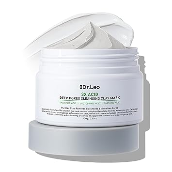 3X Acid Clay Mask with Amazonian White & Glacier Clay, Deep Cleansing Facial Skincare for Pore Minimizing Oil Control & Detox, Face Mask for All Skin Types, 3.53 oz