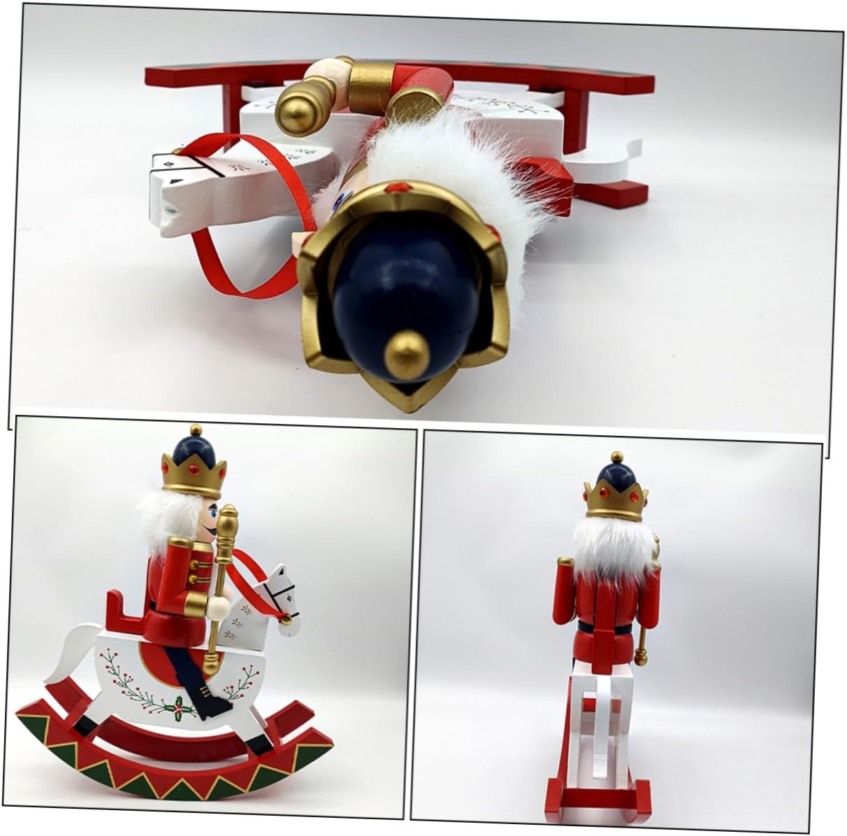 Cabilock Christmas Nutcracker Soldier Figurine Large Wooden Nutcracker Puppet Decorative Xmas Tabletop Ornament for Holiday Home Party