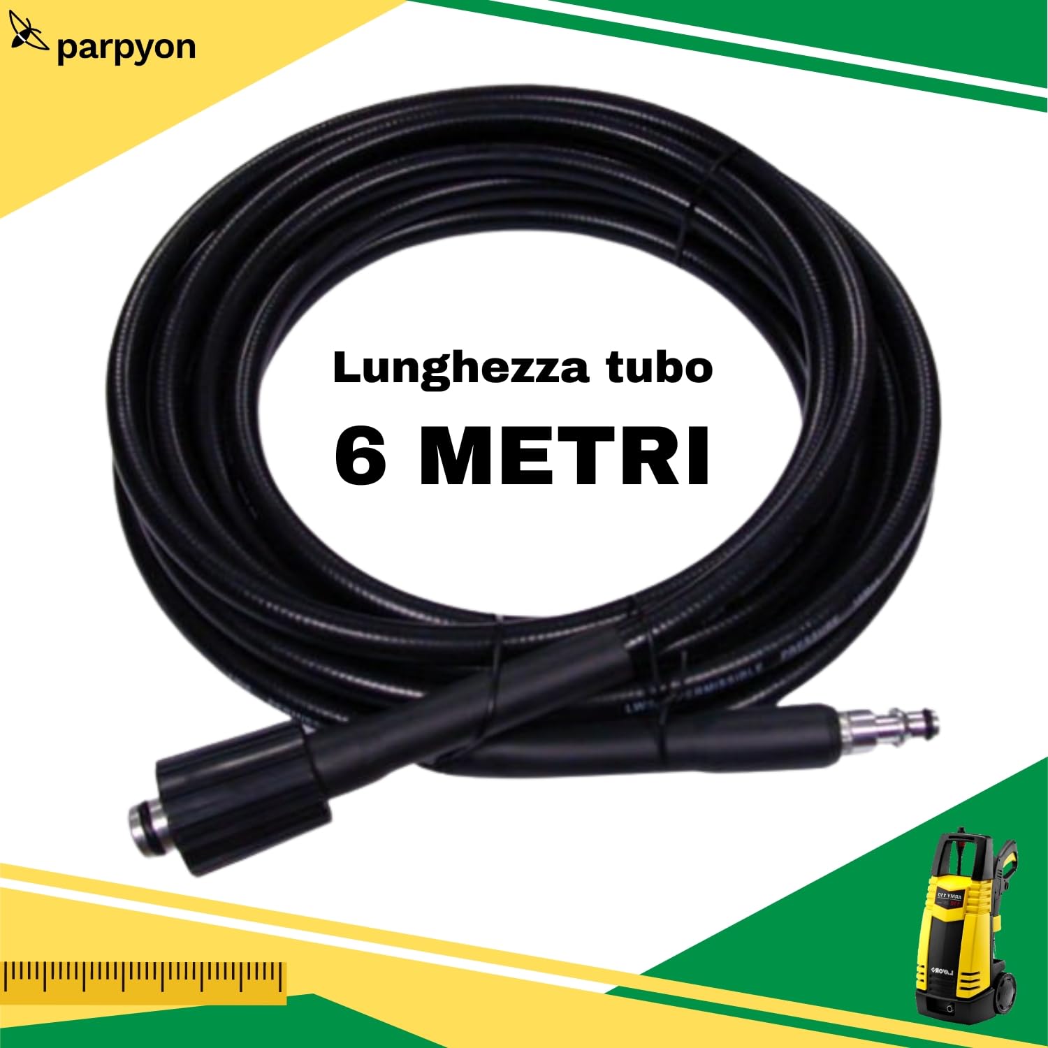 Parpyon Lavor Tubo ricambio per idropulitrice ad acqua fredda Lavorwash e fasa con attacco rapido – lunghezza 6 metri (6 metri)