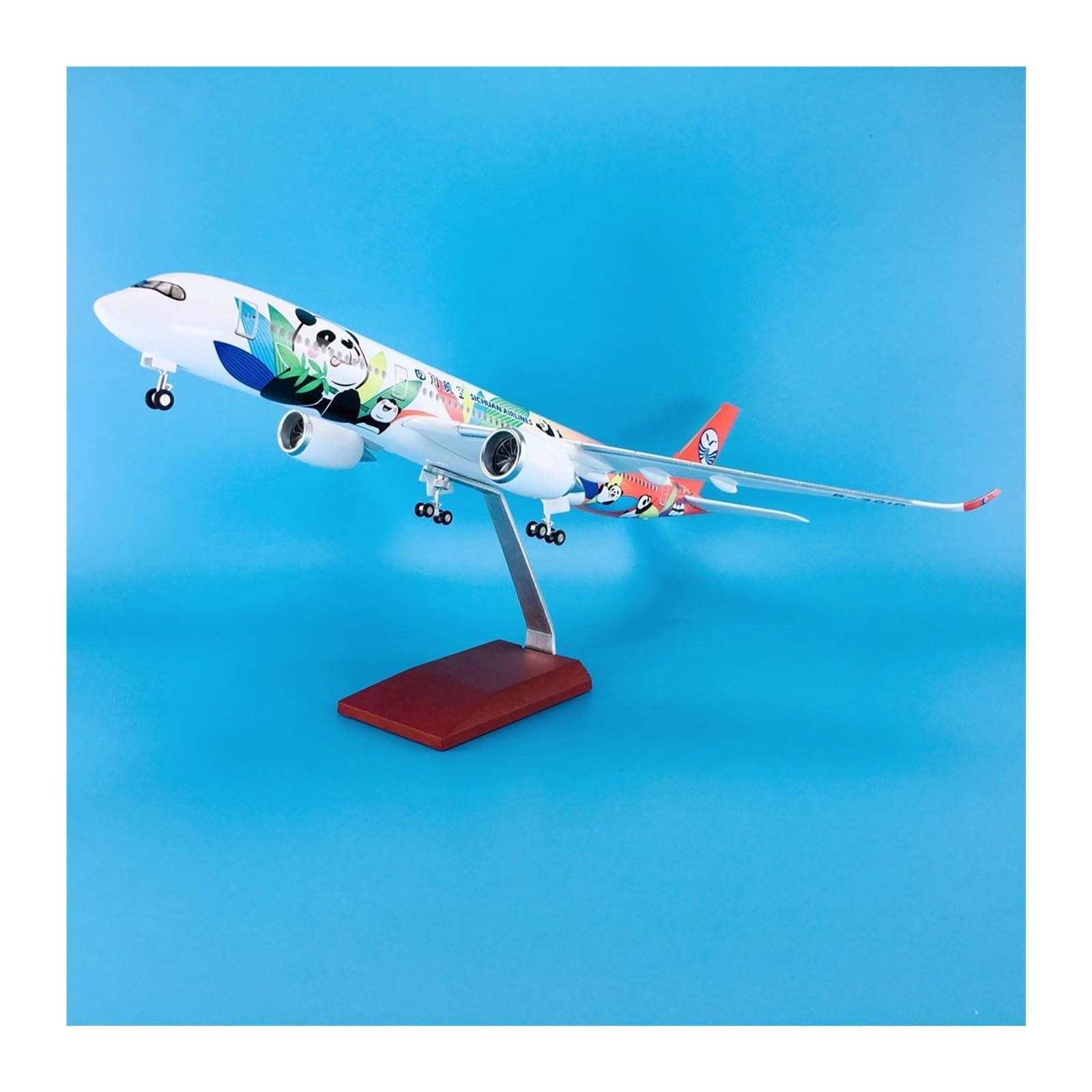 Modello di Aereo in lega Per Il Modello Di Aereo A350-900 Sichuan Airlines Panda In Lega Per Passeggeri Con Ruote Da 47 Cm