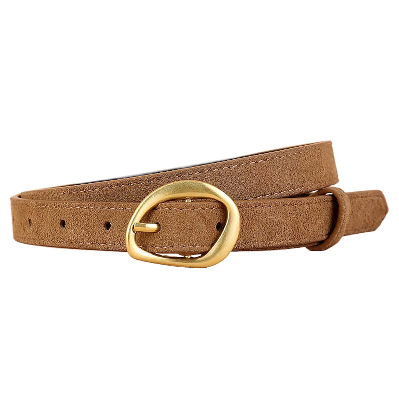 Jiary Unisex Khaki ,100Cm/39.4'',Suede Black Belt With Gold Buckle Women, Premium Leather Thin Belts For Women Jeans Dress Autumn And Winter Sweater Coat, Women's Accessories