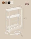 VASAGLE Side Table with Charging Station, Narrow End Table, 3-Tier Nightstand, Sofa Table for Small Spaces, Magazine Rack, for Living Room, Bedroom, Study, Cream White ULET335W01