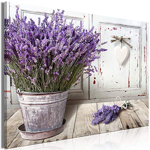 decomonkey | Impression sur Toile intissée Fleurs Nature 90x60 cm | 1 Piece | Tableau mural Image sur Toile Photo Images Motif Moderne Décoration tendu sur Chassis Lavande Bois Violet