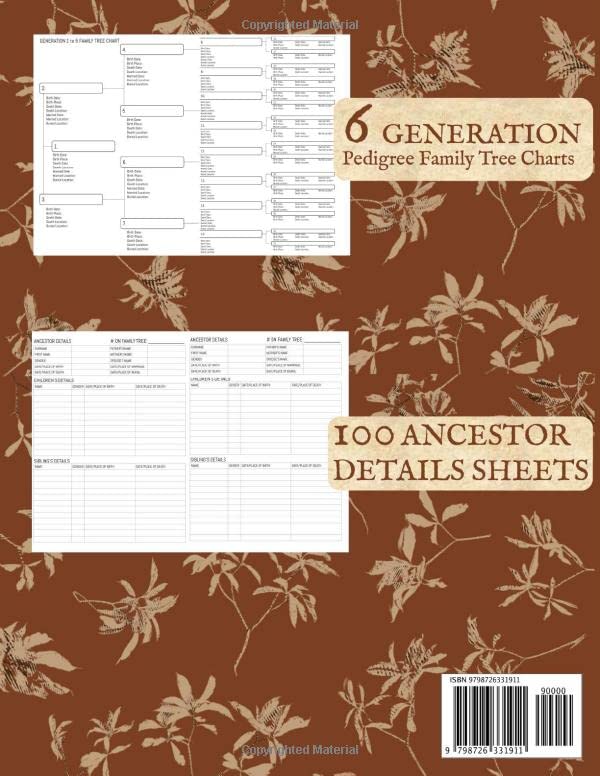6 Generation Genealogy Notebook With 100 Ancestor Details Sheet: Ancestry Tree Organizer, Family Pedigree Chart, Genealogy Workbooks With Charts, ... (Genealogy Organizer Charts and Forms) - Image 2