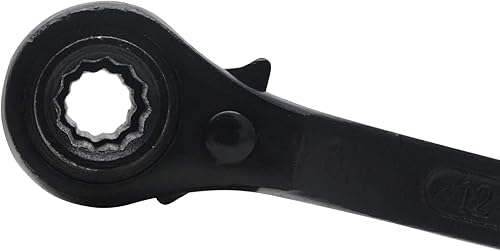 Miniatura 4 de Andamio Ratchet Podger Llave inglesa, llave de trinquete de combinación métrica, llave de liberación rápida, 12 puntos, cola puntiaguda, color negro