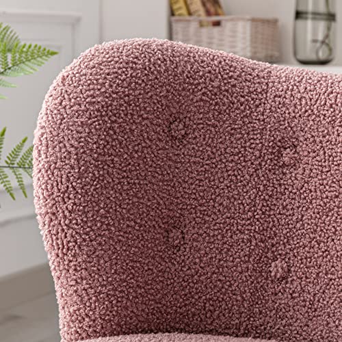Merax Blush Modern Cute Plush Sherpa Accent Chair With Wood Legs Tufted Wingback Living Room Armchair For Women Girls, Set Of 1 #TOP5