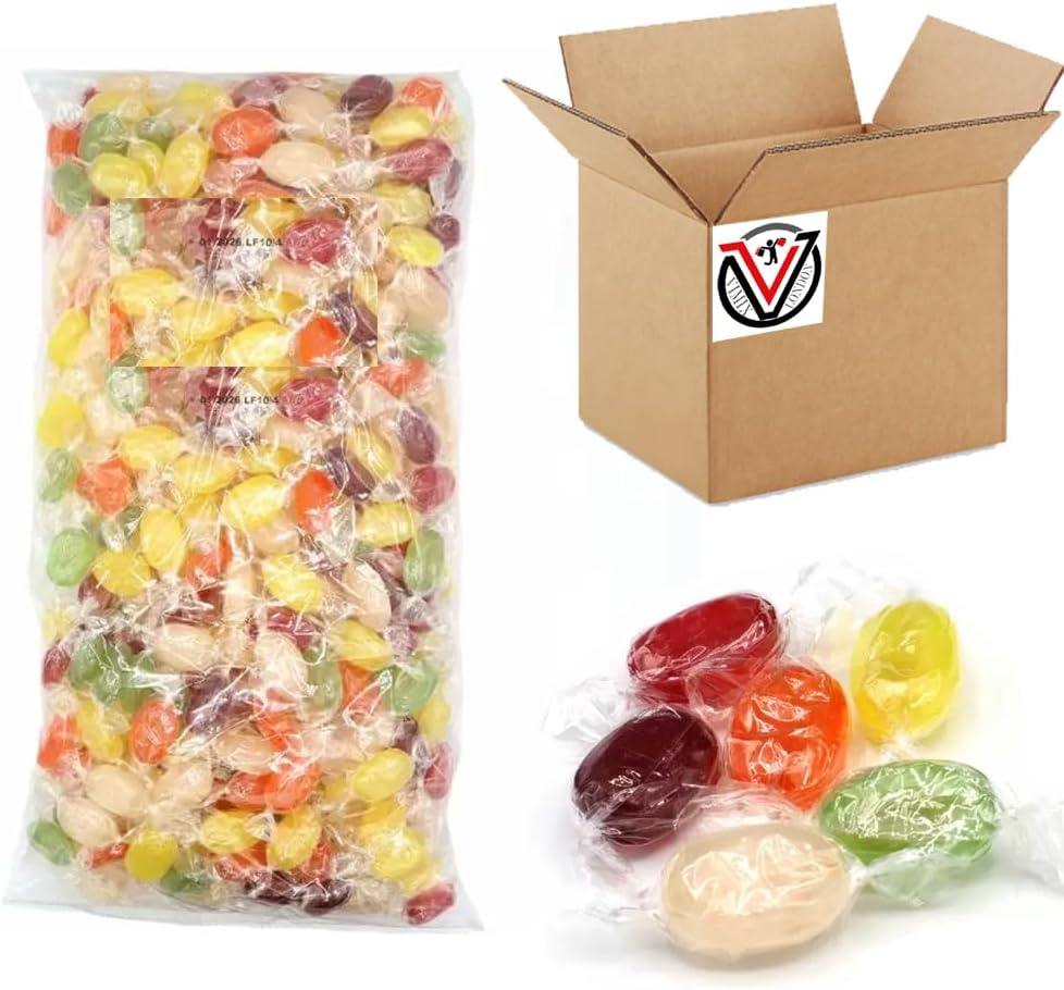 VIMIX Garden Fruits Sweets Bag - Fruit Flavour Hard Boiled Sweets with a Sweet Liquid Filling (3kg)