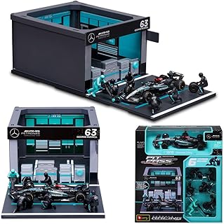 1:43 F1 Team W15 2024 44# Lewis Hamilton 63# George Russell Repair Station Playset Alloy Car Die Cast Model (1/43 W15 63# PlaySet)